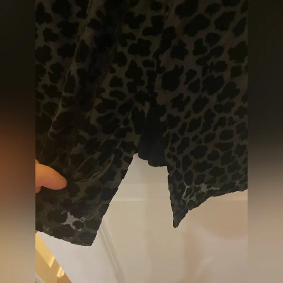 Talbots Black Cheetah Velvet Detail Wrap Dress - Picture 7 of 7